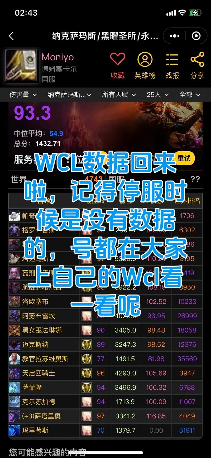 魔兽世界的派大星WCL数据分析篇